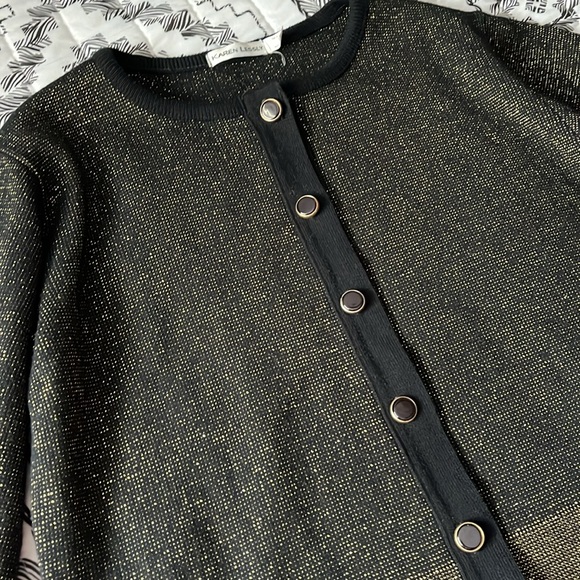 Karen Lessly Cardigan In Black and Gold Size PL - Picture 2 of 6